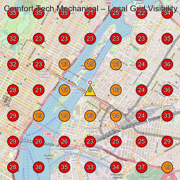 Comfort Tech Mechanical GeoGrid visibility map for Air Conditioning Repair Service in New York